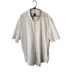 Brooks Brothers Mens 4XL White Button-Up Shirt W/ Blue Sailboat Print All Cotton